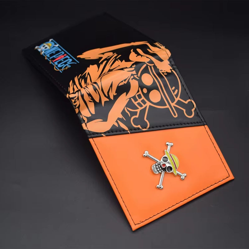 New Foldable Wallet One Piece Anime Figures Luffy Cartoon Pu Wallet Men'S Animation Cosplay Coin Purse Birthday Gifts