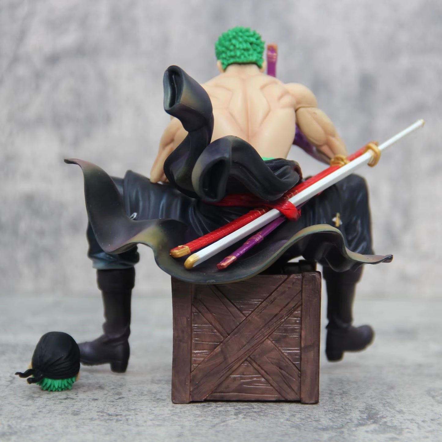 15Cm One Piece Zoro Anime Figures Sit Roronoa Zoro Action Figurine 2 Heads Pvc Statue Room Collection Model Decoration Toys Gift