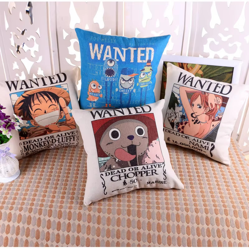 ONE PIECE Anime Cartoon Chopper Monkey D Luffy Nami Print Sofa Throw Pillowcase Home Decorative WANTED Video Game Cushion Pillow