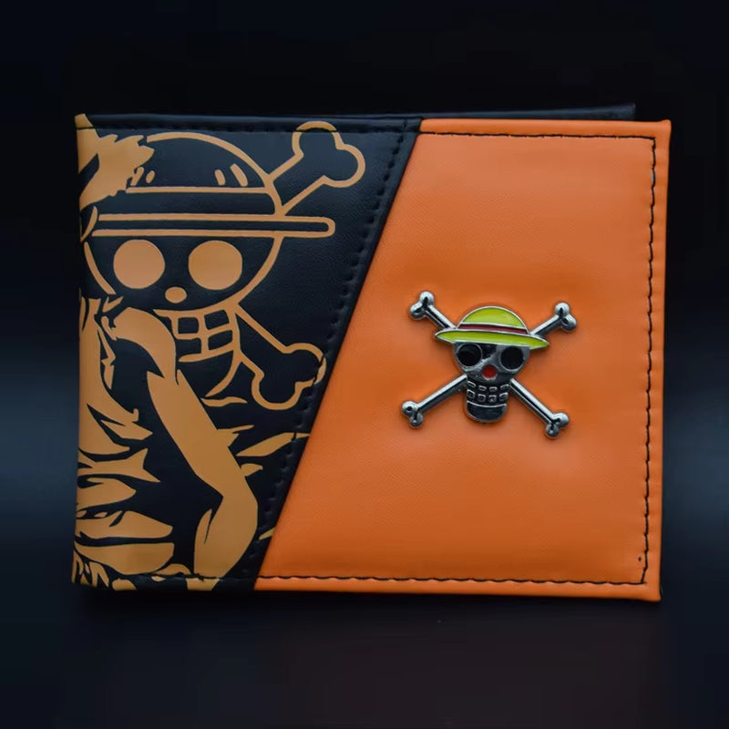 New Foldable Wallet One Piece Anime Figures Luffy Cartoon Pu Wallet Men'S Animation Cosplay Coin Purse Birthday Gifts