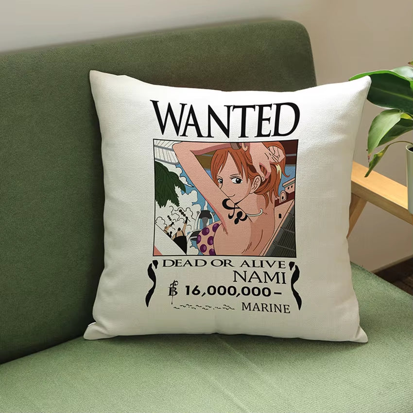 ONE PIECE Anime Cartoon Chopper Monkey D Luffy Nami Print Sofa Throw Pillowcase Home Decorative WANTED Video Game Cushion Pillow