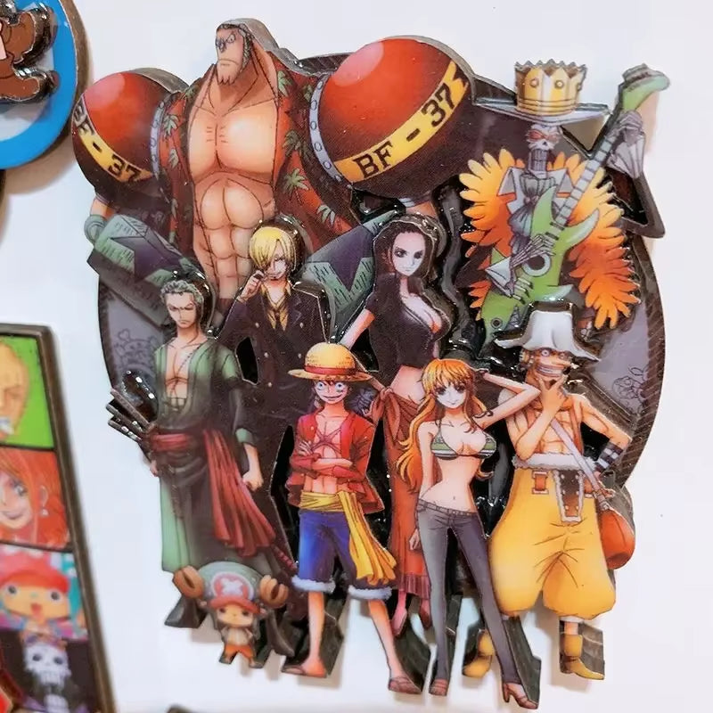 ONE PIECE Anime Magnet Refrigerator Magnetic Sticker Wooden Luffy Zoro Cartoon Home Kitchen Convenience Message Board Sticker