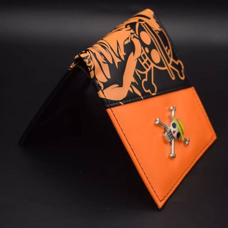 New Foldable Wallet One Piece Anime Figures Luffy Cartoon Pu Wallet Men'S Animation Cosplay Coin Purse Birthday Gifts