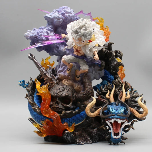One Piece Luffy Vs Kaido Anime Figure Luffy Gear 5 Figurine Luffy Nika Action Figure Statue Gk Model Christmas Toy Gifts