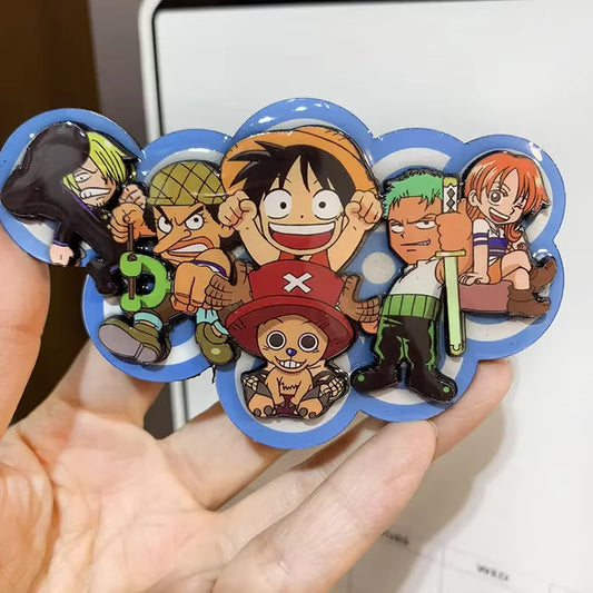 ONE PIECE Anime Magnet Refrigerator Magnetic Sticker Wooden Luffy Zoro Cartoon Home Kitchen Convenience Message Board Sticker
