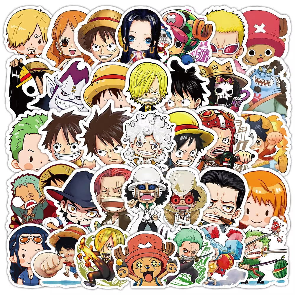10/30/55Pcs Cute One Piece Anime Stickers Cartoon DIY Skateboard Phone Case Laptop Waterproof Cool Zoro Luffy Sticker Decals Toy