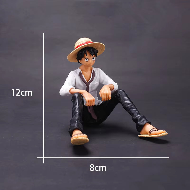 12Cm One Piece Anime Figure Luffy Sitting Position Action Figure PVC Model Collection Statue Figurine Doll Toy for Birthday Gift