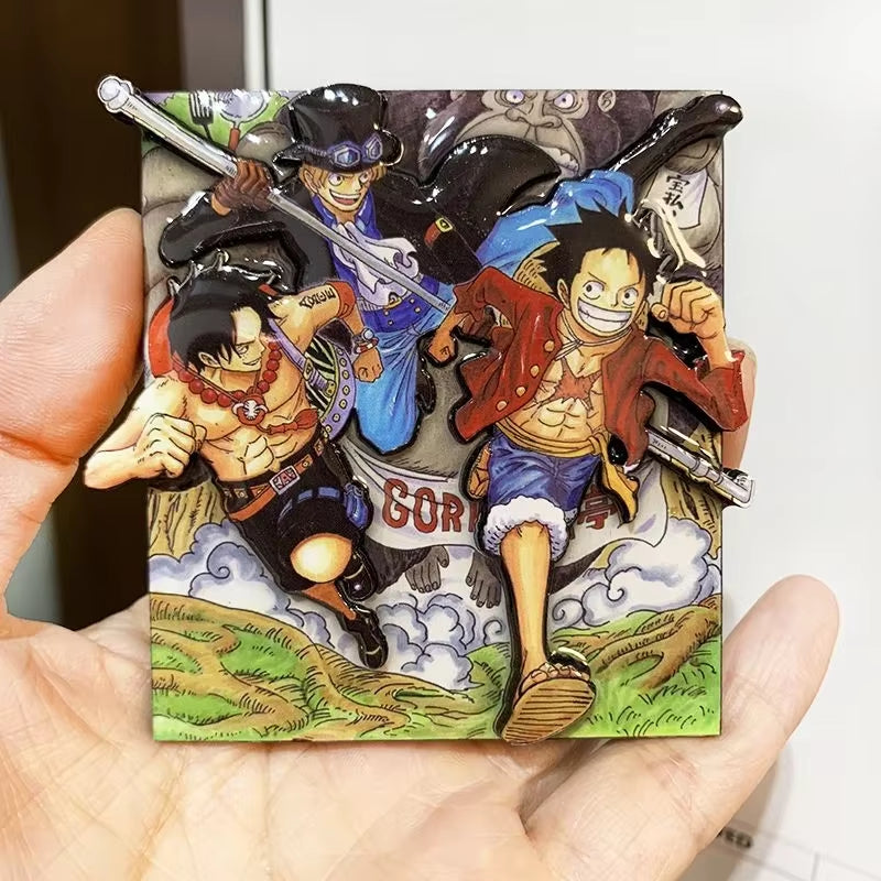 ONE PIECE Anime Magnet Refrigerator Magnetic Sticker Wooden Luffy Zoro Cartoon Home Kitchen Convenience Message Board Sticker