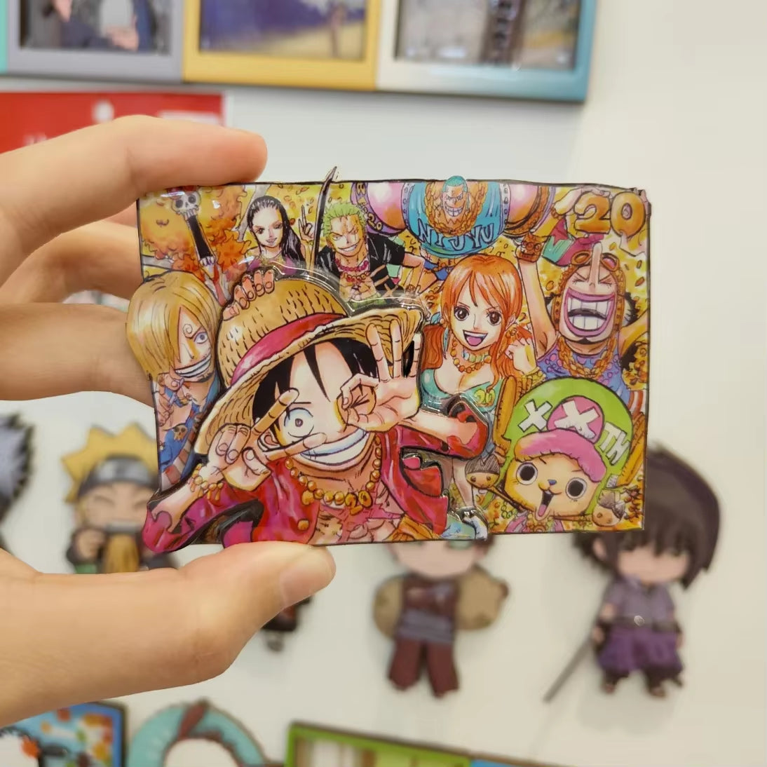 ONE PIECE Anime Magnet Refrigerator Magnetic Sticker Wooden Luffy Zoro Cartoon Home Kitchen Convenience Message Board Sticker