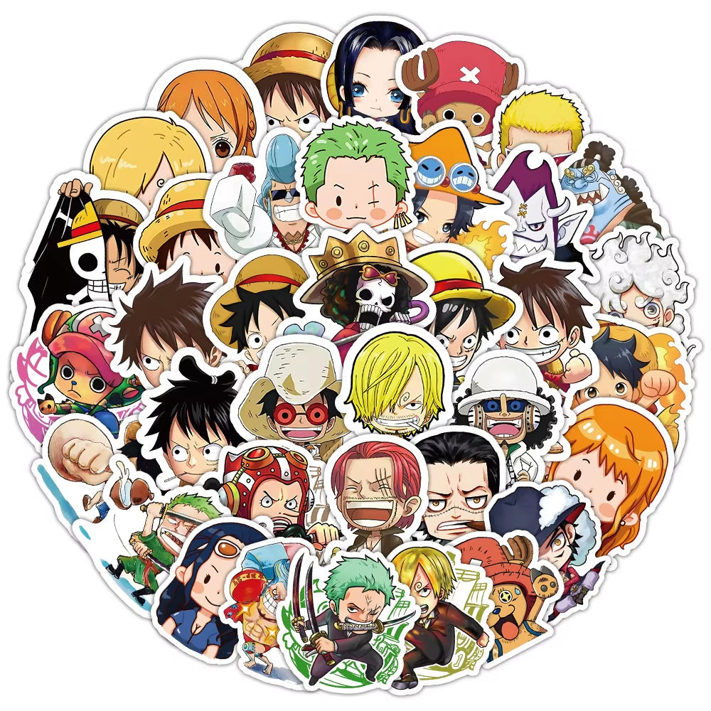 10/30/55Pcs Cute One Piece Anime Stickers Cartoon DIY Skateboard Phone Case Laptop Waterproof Cool Zoro Luffy Sticker Decals Toy
