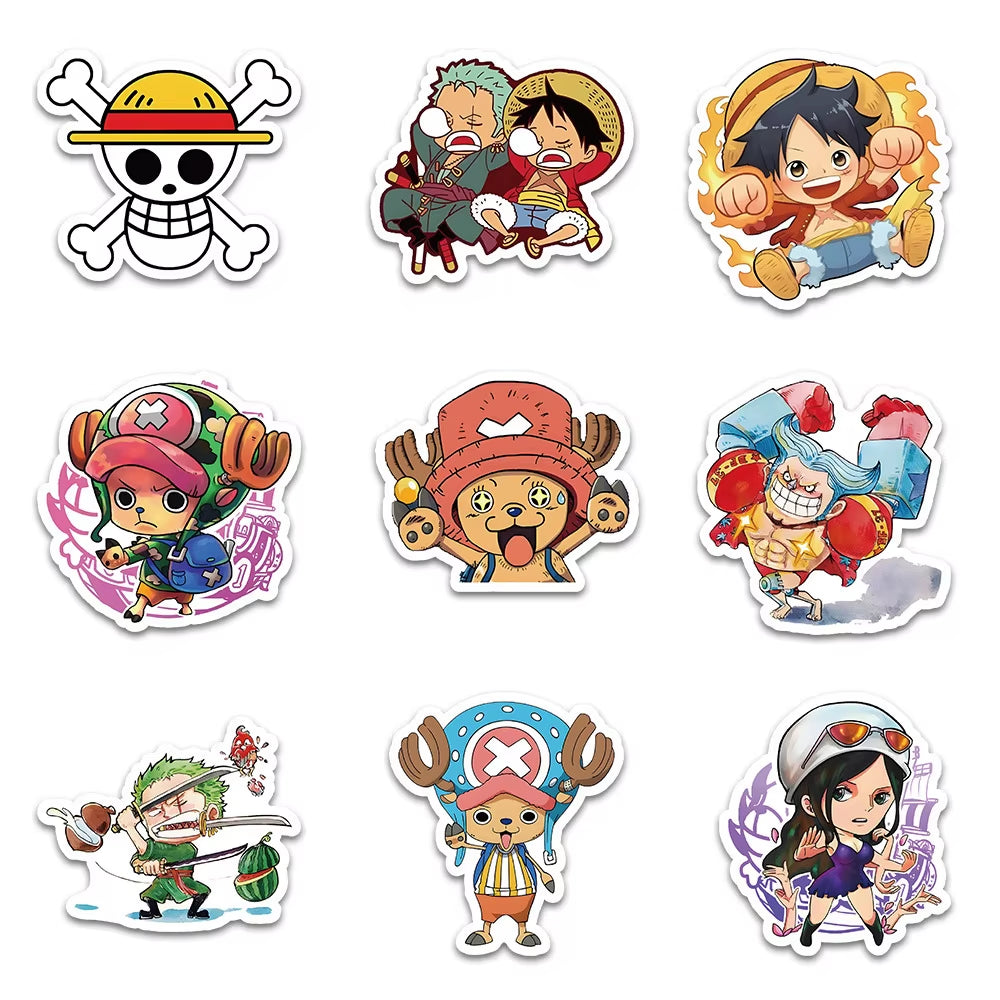 10/30/55Pcs Cute One Piece Anime Stickers Cartoon DIY Skateboard Phone Case Laptop Waterproof Cool Zoro Luffy Sticker Decals Toy