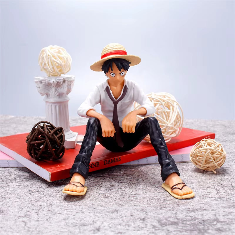 12Cm One Piece Anime Figure Luffy Sitting Position Action Figure PVC Model Collection Statue Figurine Doll Toy for Birthday Gift