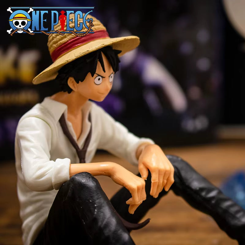 12Cm One Piece Anime Figure Luffy Sitting Position Action Figure PVC Model Collection Statue Figurine Doll Toy for Birthday Gift