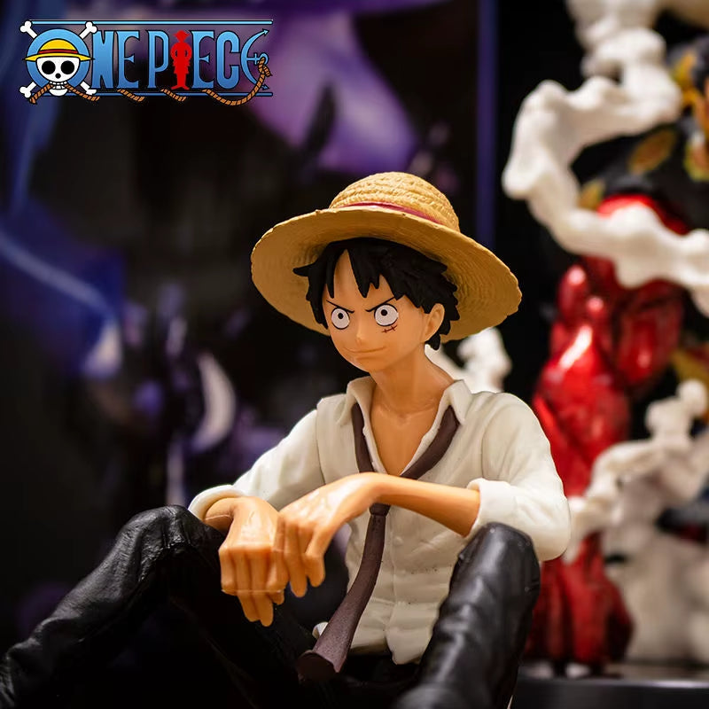 12Cm One Piece Anime Figure Luffy Sitting Position Action Figure PVC Model Collection Statue Figurine Doll Toy for Birthday Gift