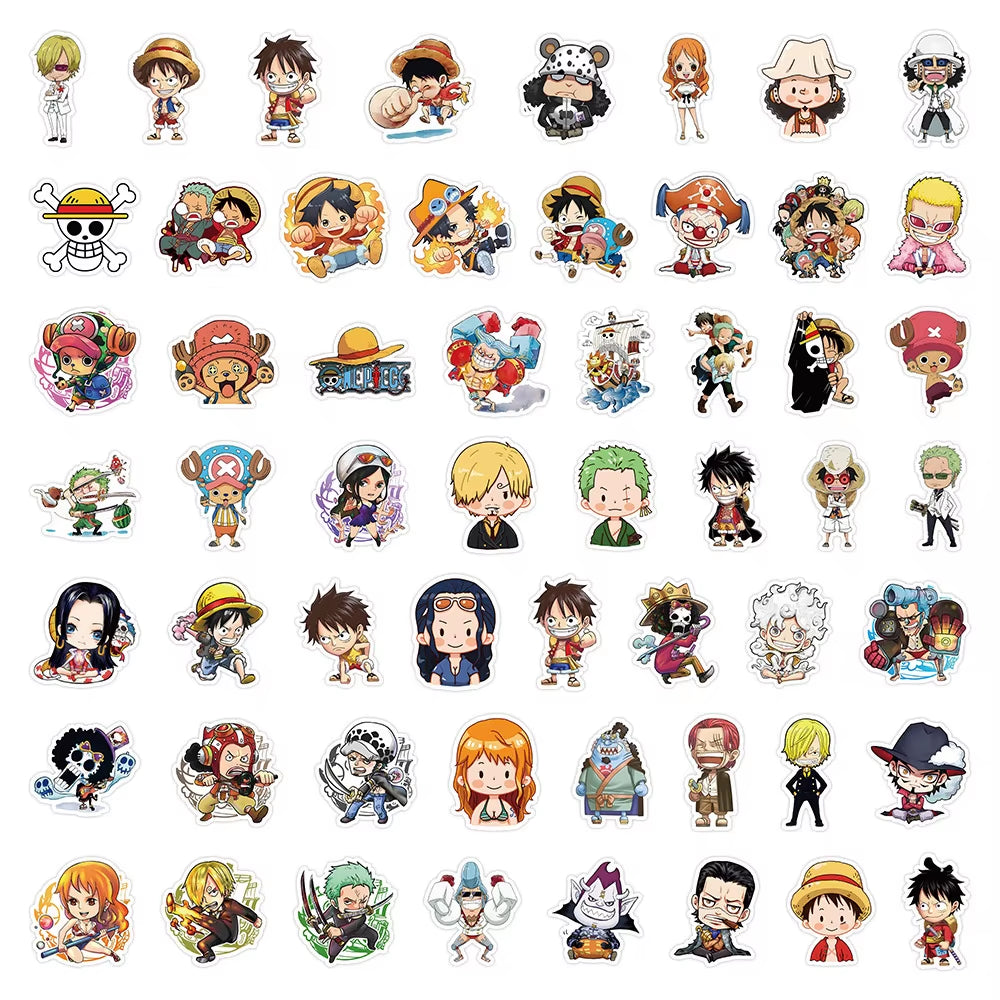 10/30/55Pcs Cute One Piece Anime Stickers Cartoon DIY Skateboard Phone Case Laptop Waterproof Cool Zoro Luffy Sticker Decals Toy